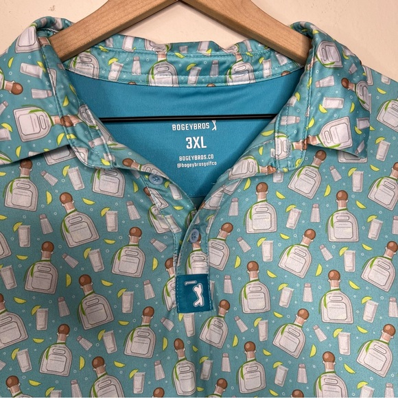 Bogey Bros Tequila Men's Polo Big and Tall Size 3X Blue UPF Golf Athletic Comfy - Picture 5 of 9